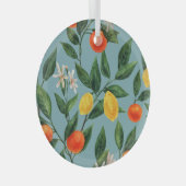 Zitruszweige: Wasserfarben-Ziermuster Ornament Aus Glas (Vorderseite Rechts)