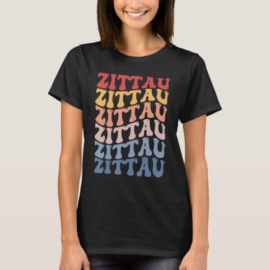 Zittau City Groovy Retro T-Shirt (Vorderseite)
