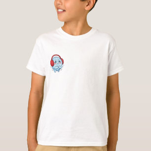 Zitterndes blaues Schneekristall mit roten Ohrensc T-Shirt