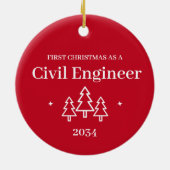Zivil Engineer Abschluss 1. Weihnachtsdekoration Keramik Ornament (Hinten)