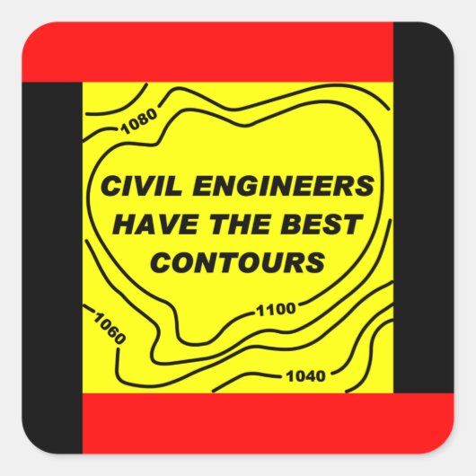 Zivil Engineer Best Contours Quadratischer Aufkleber (Vorderseite)