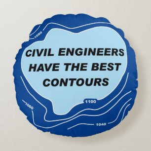 Zivil Engineer Blue Contours Rundes Kissen