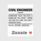 Zivil Engineer Noun Engineering Worker Sarcastic Aufkleber (Blatt)