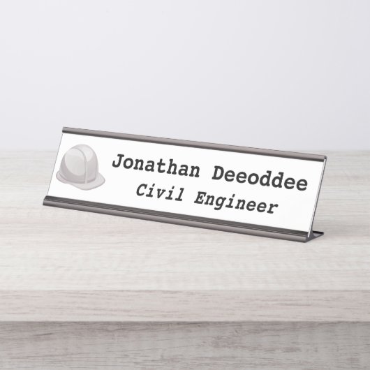 Zivil Engineer White Schreibtischnamensplakette (Vorderseite )