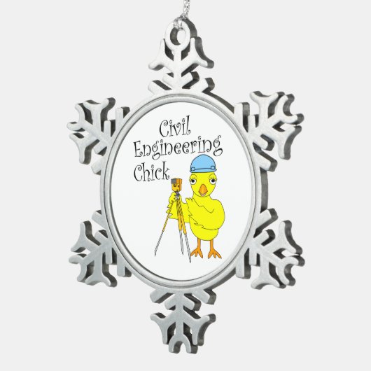 Zivil Engineering Chick Schneeflocken Zinn-Ornament (Rechts)