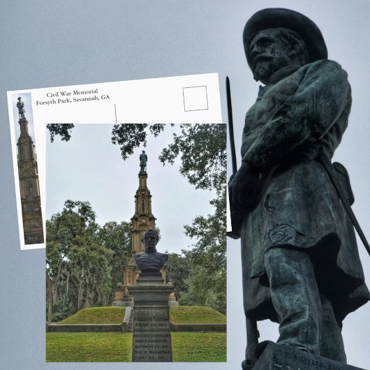 Zivil War Memorial Savannah GA Forsyth Park Foto Postkarte