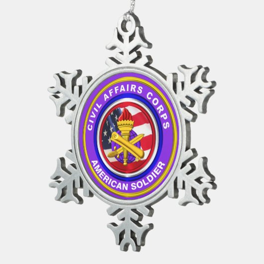 Zivile Angelegenheiten Schneeflocken Zinn-Ornament (Rechts)