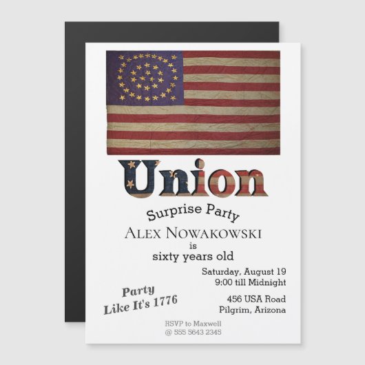 Zivile Gewerkschaft Flag 🇺 Vintage Historische Magnetkarte (Vorne/Hinten)