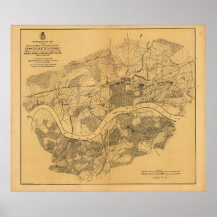 Zivile Karte KriegKnoxville Tennessee (1864) Poster
