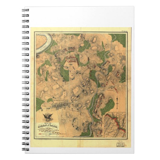 Zivile Kriegs-Karte des Schlachtfeldes von Notizblock (Vorderseite)