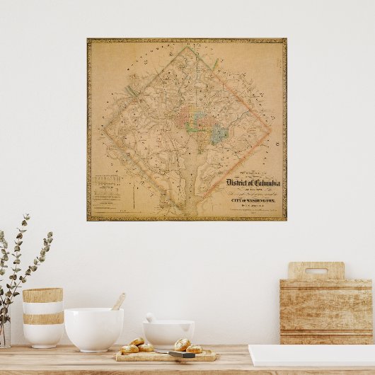 Zivile Kriegskarte von Washington DC 1862 Poster (Küche)