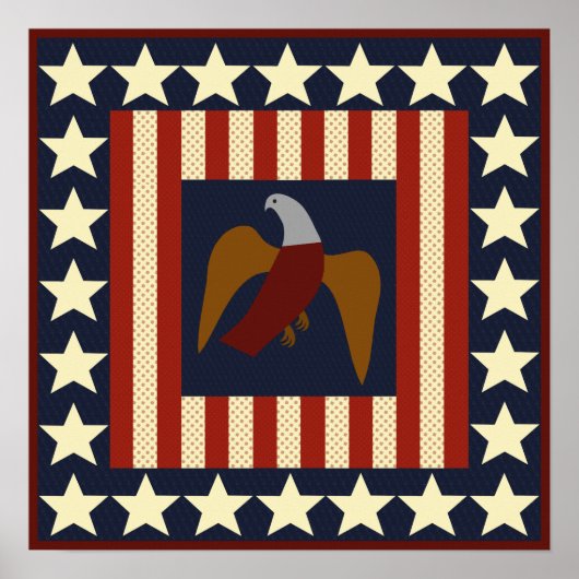 Zivile Kriegsterne und Eagle Quilt Square Poster (Vorne)