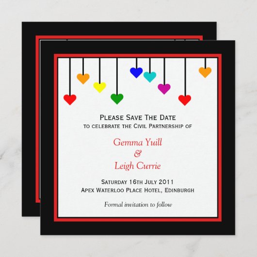 Zivile Partnerschaft - Regenbogen Save the Date (Vorne/Hinten)