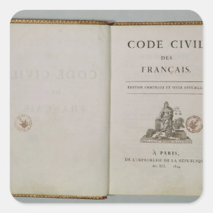 Ziviler Code, auf der Titelseite geöffnet, 1804 Quadratischer Aufkleber