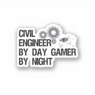 Ziviler Ingenieur bei TagesGamer bei Nacht Aufkleber