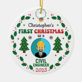Ziviler Ingenieur Erster Weihnachtsbaum-Individuel Keramik Ornament