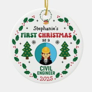 Ziviler Ingenieur Erster WeihnachtsIndividuelle Na Keramik Ornament