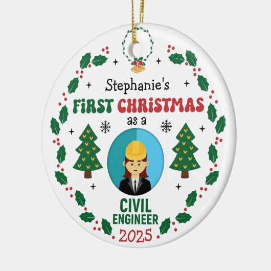 Ziviler Ingenieur Erster WeihnachtsIndividuelle Na Keramik Ornament (Links)