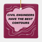 Ziviler Ingenieur Rosa Konturen Keramik Ornament (Rückseite)
