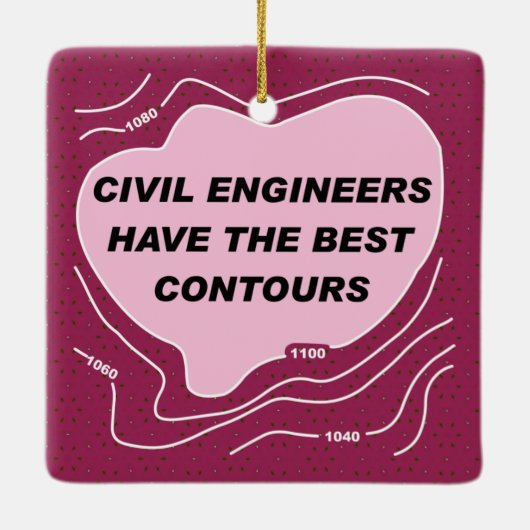 Ziviler Ingenieur Rosa Konturen Keramik Ornament (Rückseite)