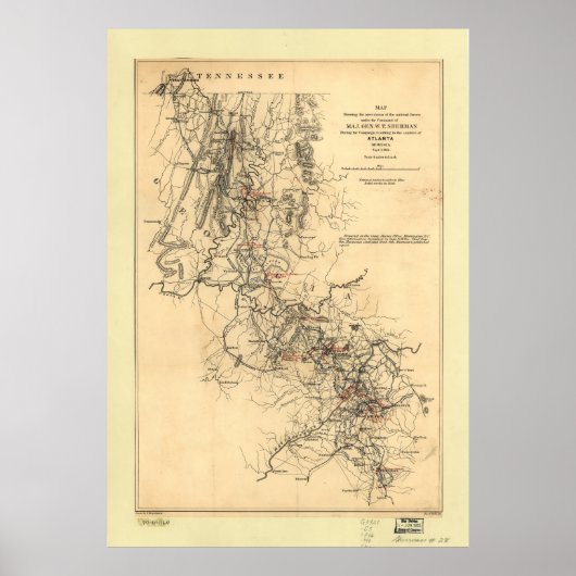 Ziviler Krieg Atlanta Kampagne Karte 1. September Poster (Vorne)