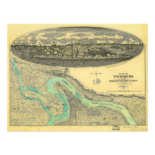 Ziviler Krieg Era Karte von Vicksburg Mississippi Fotodruck