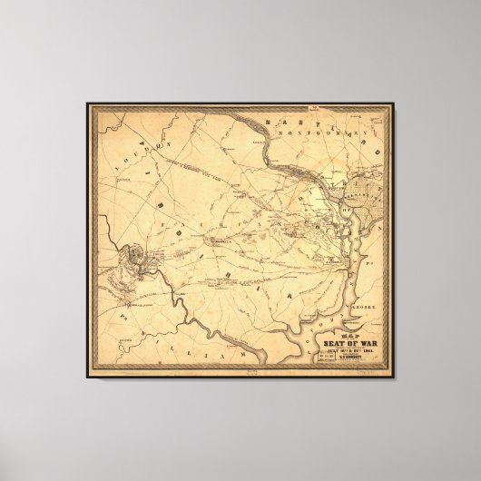 Ziviler Krieg Erste Schlacht bei Bull Run Map Plat Leinwanddruck (Vorderseite)