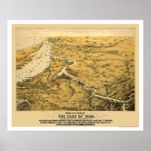 Ziviler Krieg Panoramakarte 1861 Poster