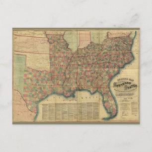 Ziviler Krieg Südliche Staaten Karte von J. Lloyd 