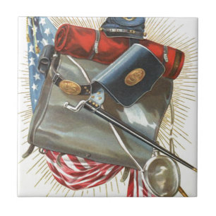 Ziviler Krieg US-Flagge Bayonet Canteen Fliese