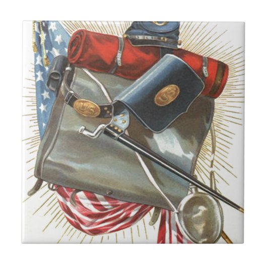 Ziviler Krieg US-Flagge Bayonet Canteen Fliese (Vorderseite)