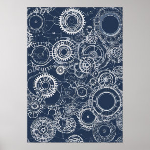 Zivilingenieurwesen Zahnrad Blueprint-Design für S Poster