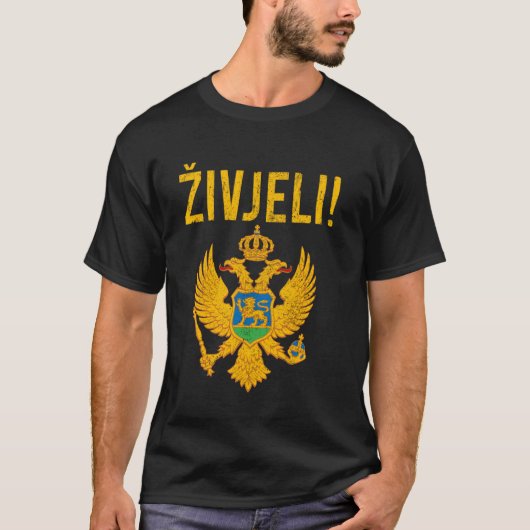 Zivjeli Montenegrin Flaggenpreis Vintages Monteneg T-Shirt (Vorderseite)