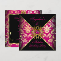 ZIZAGO DESIGN Fabulous 50 Pink Gold Damask Party