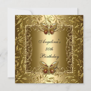Zizzago Elegant 30. Geburtstag Schmetterling Gold Einladung