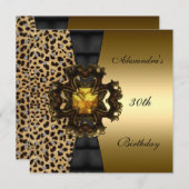 Zizzago Leopard Gold Tier 30. Geburtstag Einladung (Vorne/Hinten)