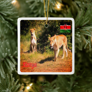 zKE005 KENIA, Löwen, Keramikornament