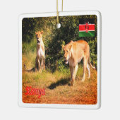 zKE005 KENIA, Löwen, Keramikornament (Links)