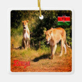 zKE005 KENIA, Löwen, Keramikornament (Vorderseite)