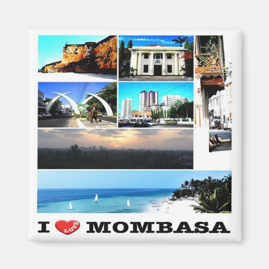 zKE014 MOMBASA I Liebe, Mosaik, Kenia, Kühlschrank Magnet (Vorne)