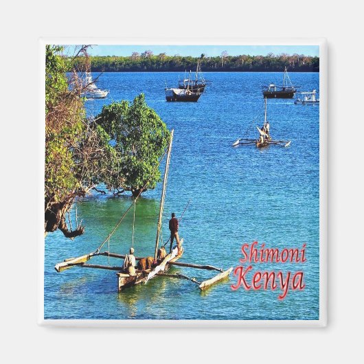 zKE023 KENYA, Shimoni, Fischer, Afrika, Kühlschran Magnet (Vorne)