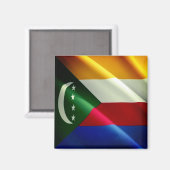 zKM002 COMOROS, Waving Flag, Afrika, Kühlschrank Magnet (Vorderseite/Rückseite)