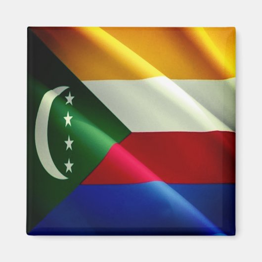 zKM002 COMOROS, Waving Flag, Afrika, Kühlschrank Magnet (Vorne)