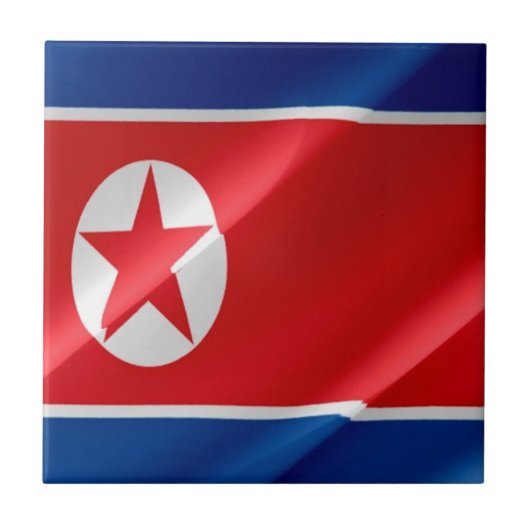 zKP002 Nordkoreanisch schwingende FLAG Nordkorea Fliese (Vorderseite)
