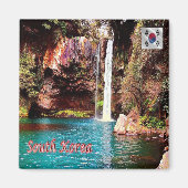 zKR009 Wasserfall JEJU ISLAND, Südkorea, Kühlschra Magnet (Vorne)