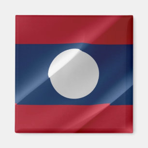 zLA002 schwingende FLAG LAOS, Kühlschrankmagnet