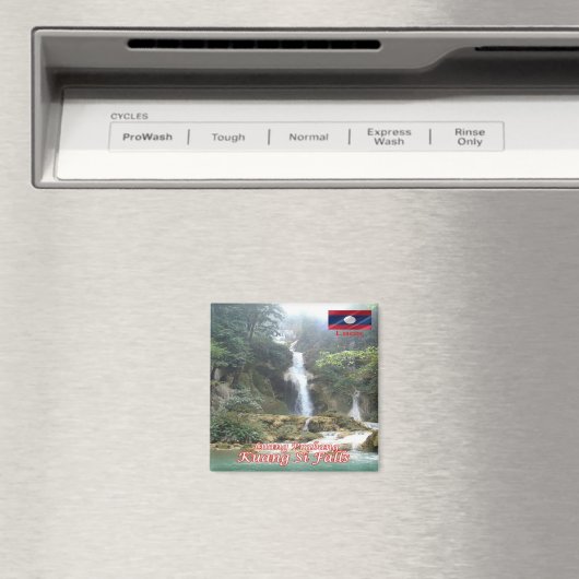 zLA009 KUANG SI FALLS Luang Prabang, Laos, Kühlsch Magnet (In Situ (Geschirrspüler))