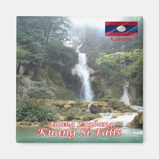 zLA009 KUANG SI FALLS Luang Prabang, Laos, Kühlsch Magnet (Vorne)