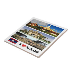 zLA011 i Liebe LAOS Collage, Asien, Fliese