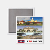 zLA011 i Liebe LAOS Collage, Asien, Kühlschrank Magnet (Vorderseite/Rückseite)